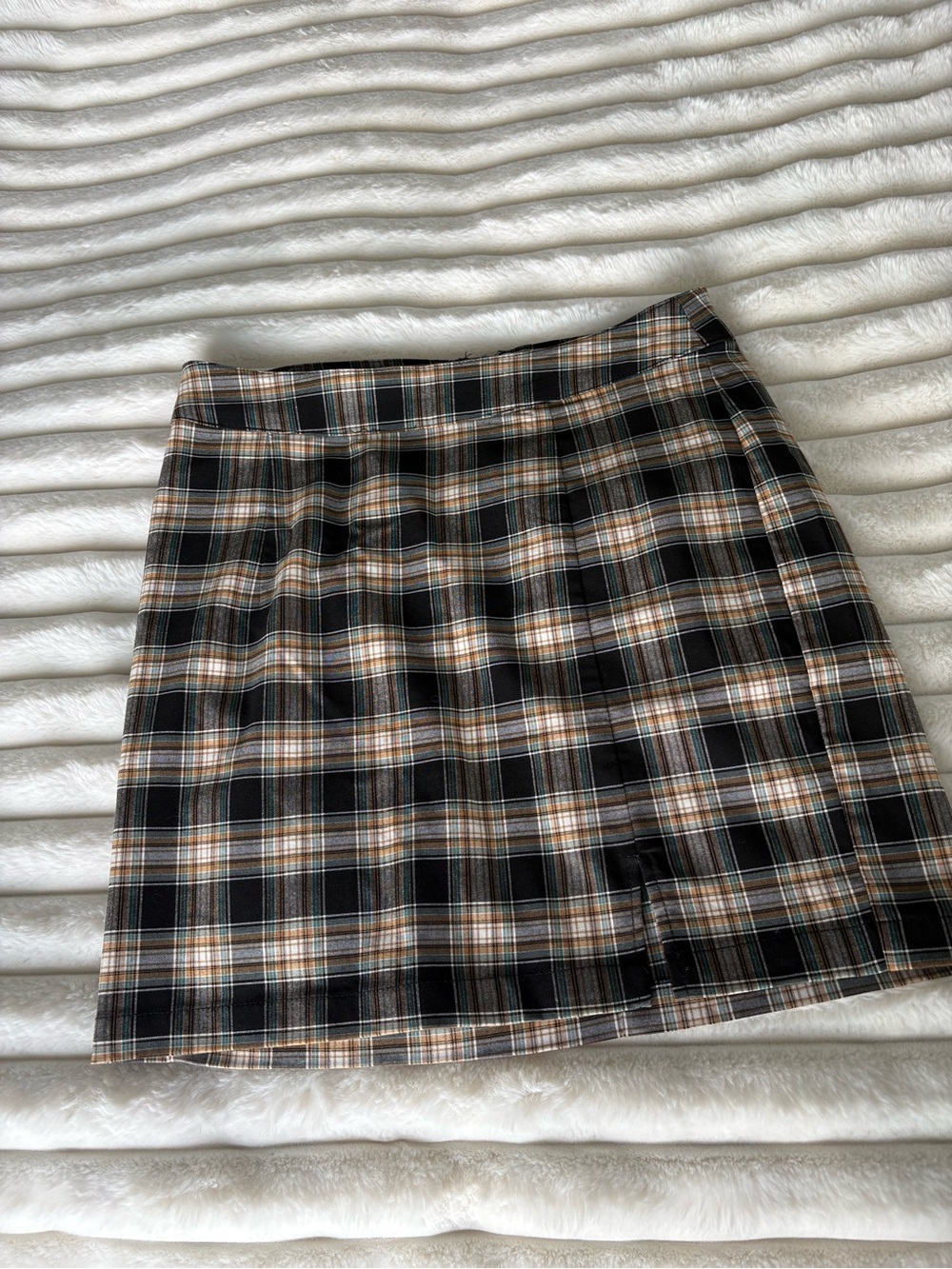 Garage Plaid Mini Skirt in Black and Tan